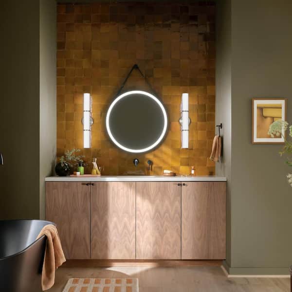 Rosh 24.25 in. Bath Bar Medium Vanity Light LED with White Glass in Brushed Nickel