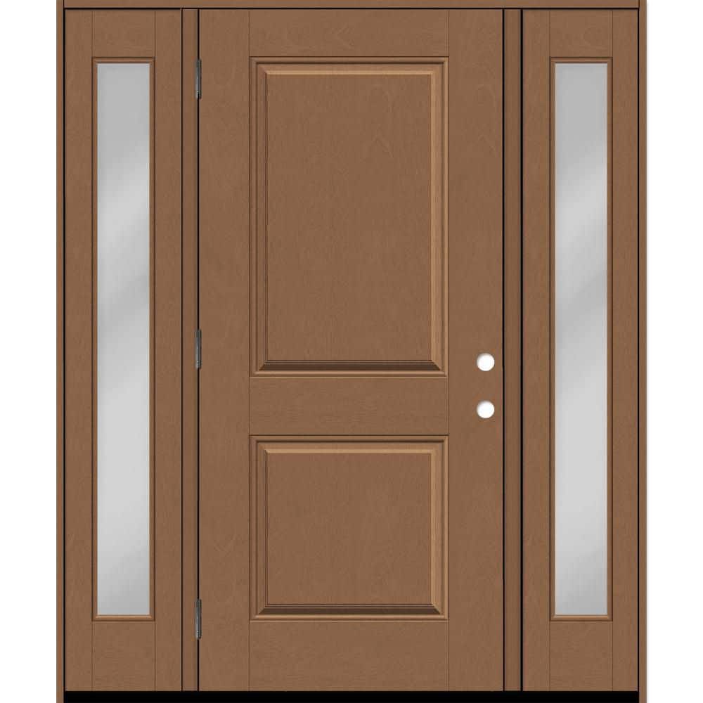 Regency 68 in. x 80 in. 2P Squaretop RHOS AutumnWheat Stain Mahogany Fiberglass Prehung Front Door w/Clr14in. SLs 6-9/16 price history on PriceWatchPro