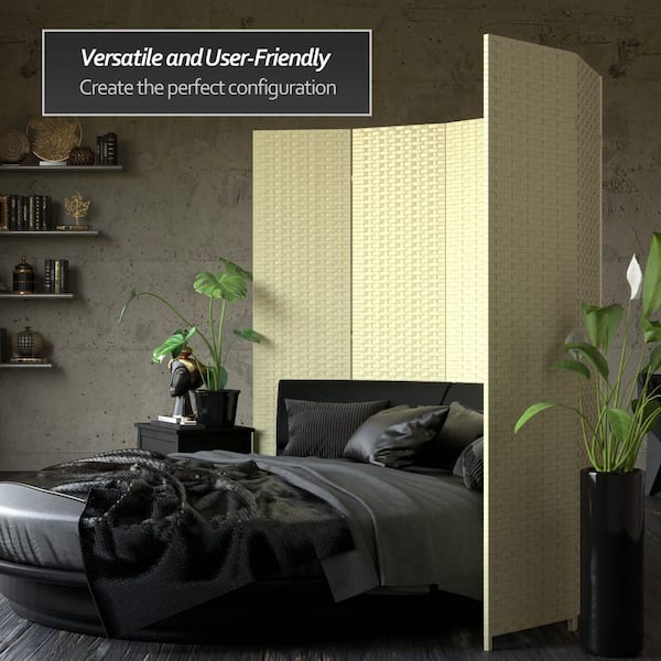 7 ft. Cream 8-Panel Room Divider
