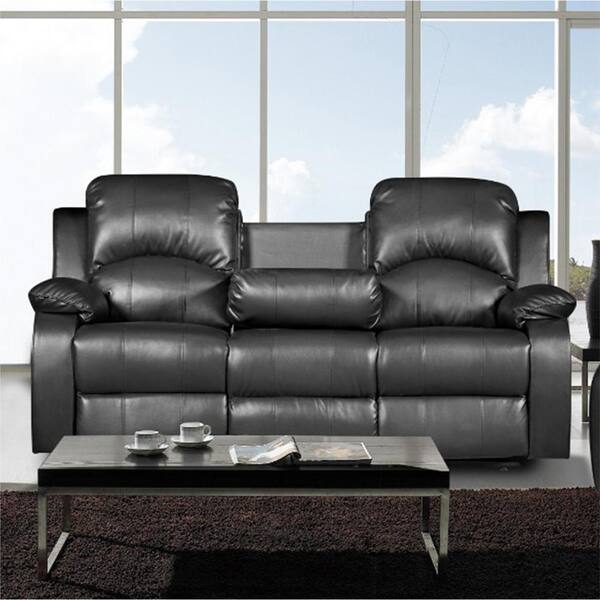 Venetian Worldwide Clarksville Black Leatherette Sofa