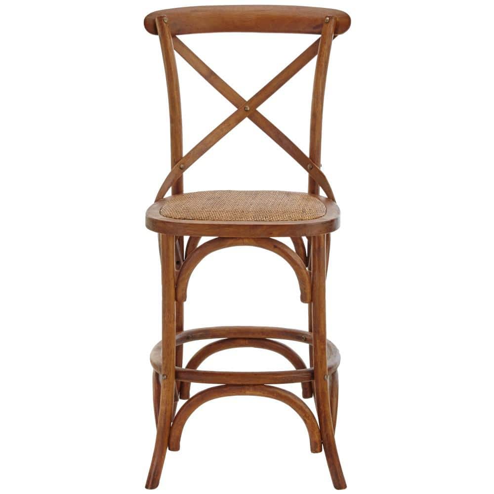 Hyde Cafe 24 in. Brown Counter Stool with Back and Cane Seat