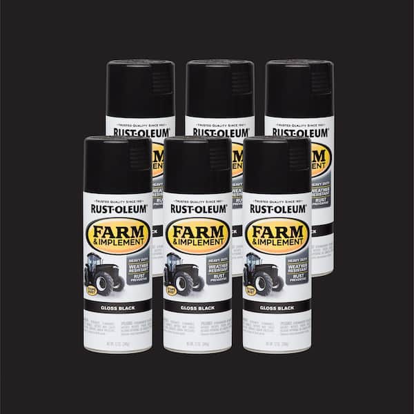 12 oz. Farm and Implement Gloss Black Enamel Spray Paint (6-Pack)