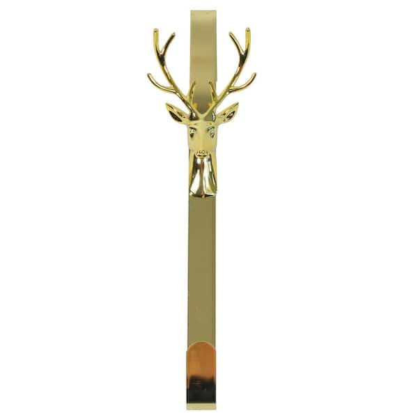 Northlight 5 in. Artificial Deer Christmas Wreath Hanger in Shiny Gold