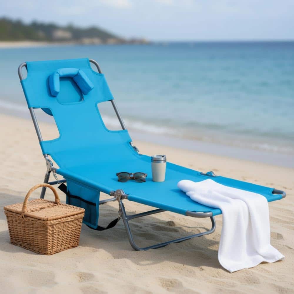 Folding Beach Lounge Chair with Adjustable Backrest for Lawn-Turquoise price history on PriceWatchPro