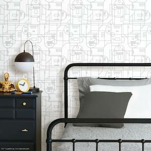 Star Wars R2D2 White and Grey Geometric Peel and Stick Wallpaper (Covers 28.29 sq. ft.)