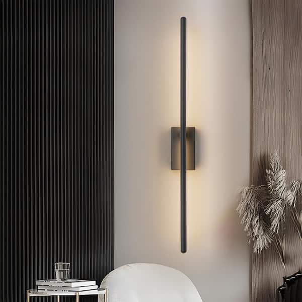 Stiner 23.6 in. 1-Light Modern Black Linear Rotatable Integrated LED 3000K Warm Light Bathroom Vanity Light
