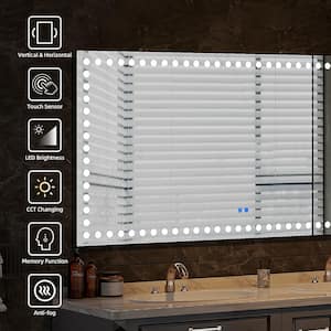 72 in. W x 36 in. H Rectangular Frameless Anti-Fog LED Light Wall Bathroom Vanity Mirror