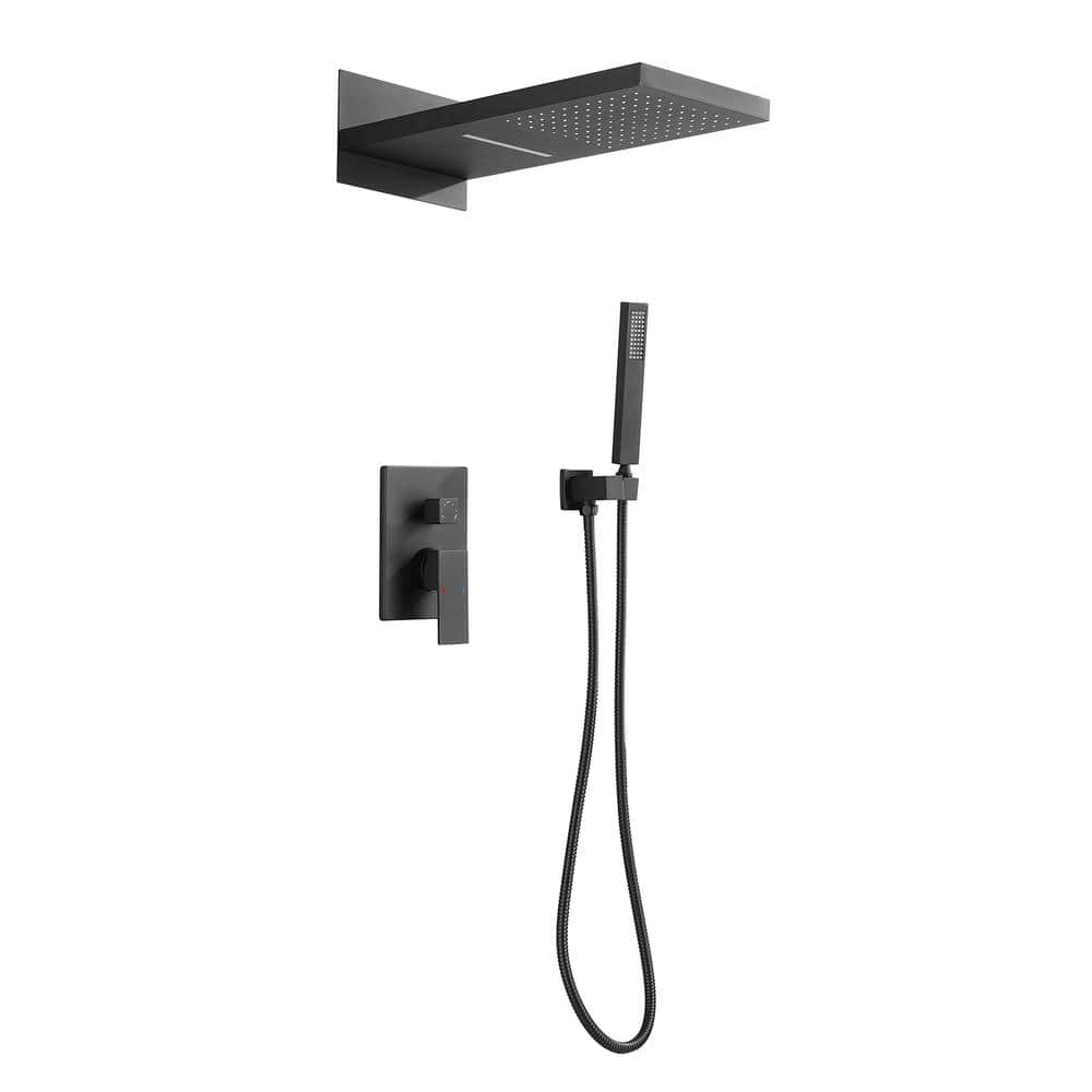 Single Handle 2-Spray Square Shower Faucet 2 GPM with High Pressureand Wate