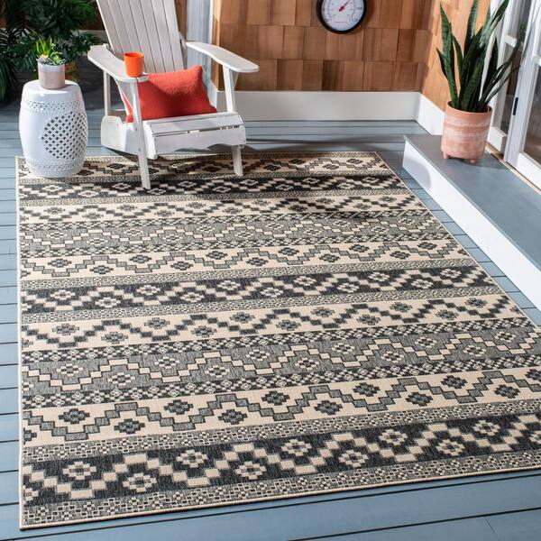 Veranda Gray/Beige 3 ft. x 5 ft. Aztec Tribal Indoor/Outdoor Area Rug