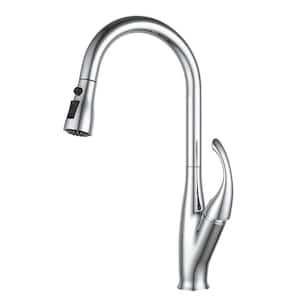 Single Handle Pull Down Sprayer Kitchen Faucet 360-Degree Swivel Kitchen Faucet in Chrome