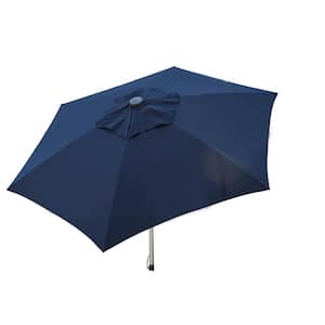 8.5 ft. Aluminum Manual Push-Up Tilt Patio Umbrella in Navy Polyester