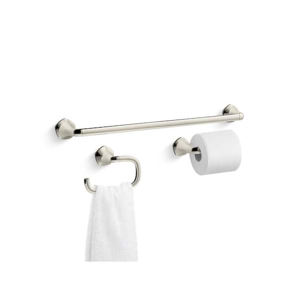 Sundae 3-Piece Bath Hardware Set with Towel Rack/Towel Bar/Toilet Paper Holder in Vibrant Polished Nickel