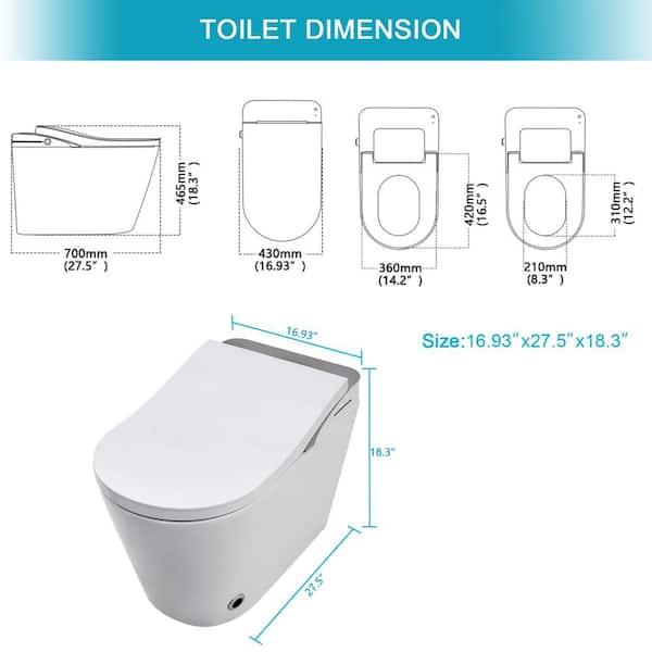 WELLFOR MT3 Elongated Heated Seat Bidet Toilet with LED Display and Night Light