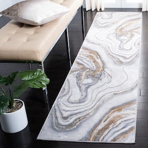 Orchard Gray/Gold 2 ft. x 17 ft. Abstract Runner Rug