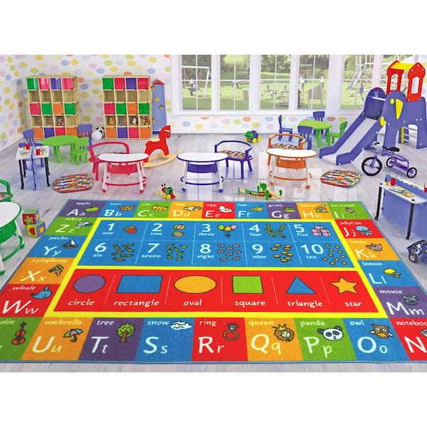 Kev  Cooper Playtime Collection ABC Numbers and Shapes Educational Area Rug 