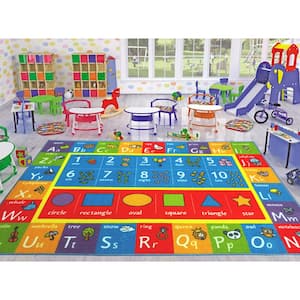 Multi-Color Kids and Children Bedroom ABC Alphabet Numbers and Shapes Educational Learning 3 ft. x 5 ft. Area Rug