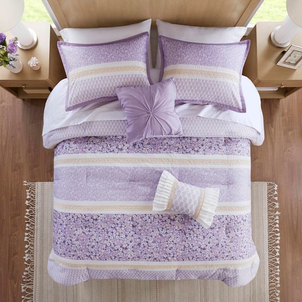 Jupe De Lit Queen Violette – Waverly Garden Room – Volants – 15 Pouces De Tombé
