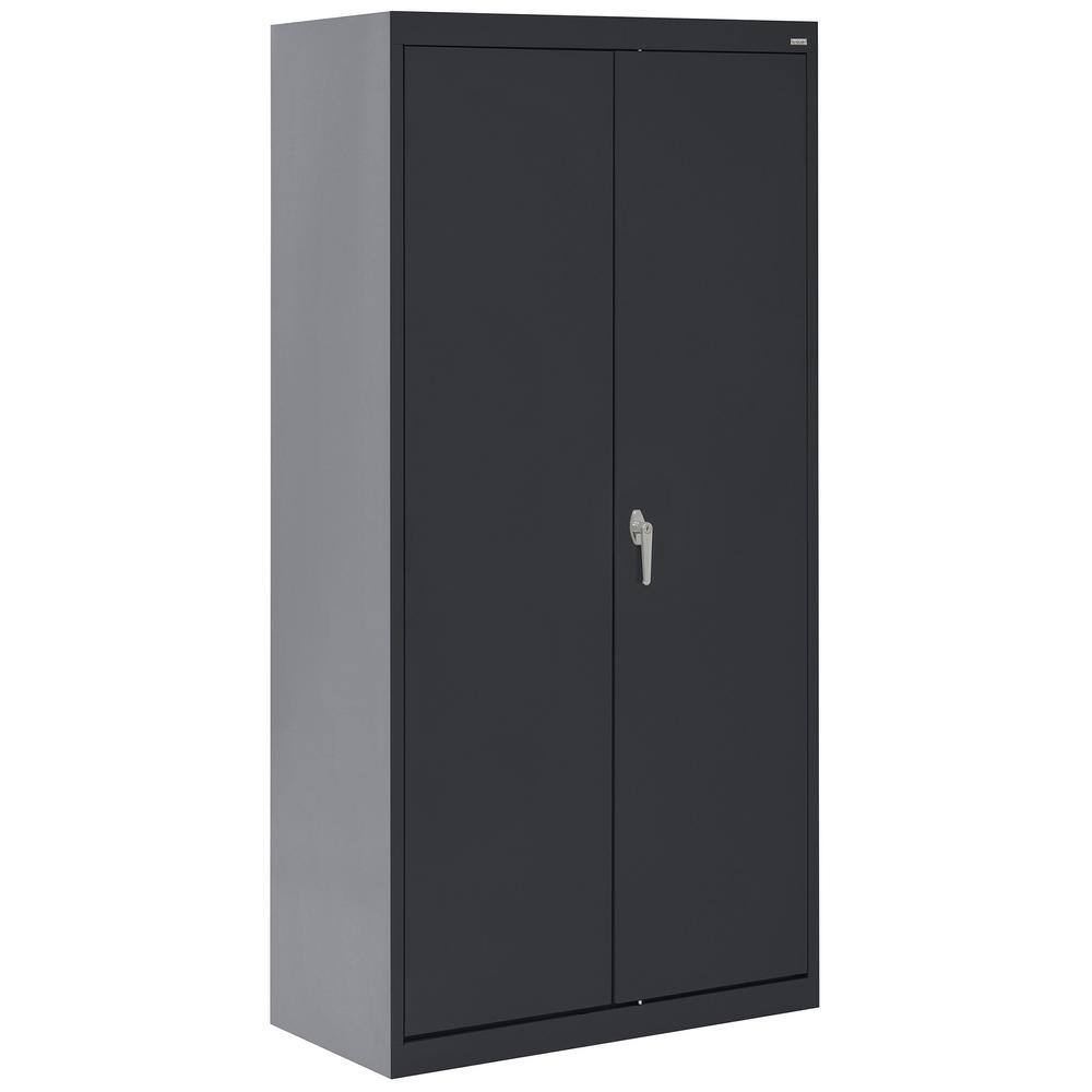 Black Freestanding Lockable Office Cabinet with Adjustable Shelving
