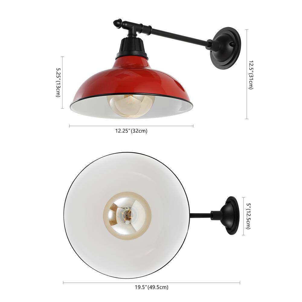 Wallace Red and Black Iron LED Victorian Arm Sconce
