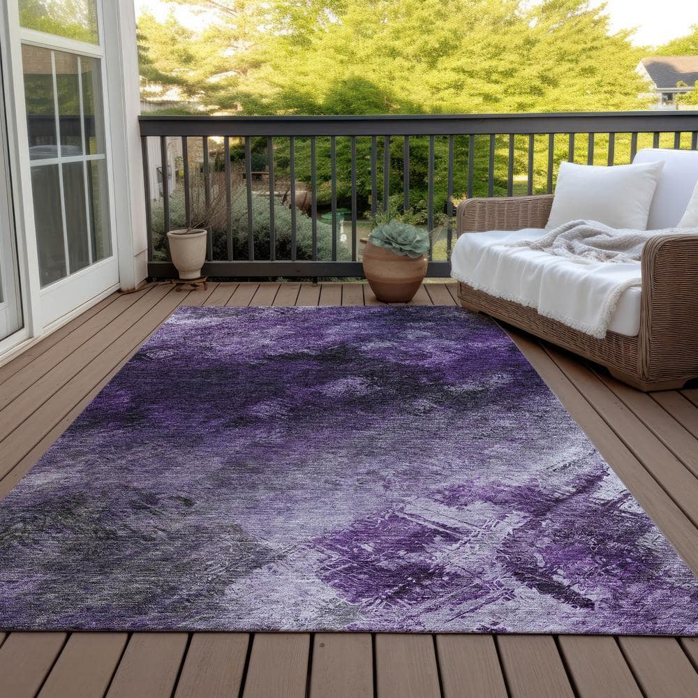 Purple 5' x 7'6" Synthetic Washable Non-Slip Area Rug