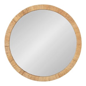 Rahfy 27.75 in. W x 27.75 in. H Round MDF Natural Wall Mirror