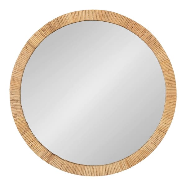 Kate and Laurel Rahfy 27.75 in. W x 27.75 in. H Round MDF Natural Wall Mirror