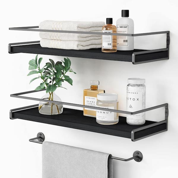 Unbranded 6 in. W x 16 in. D x 3 in. Solid Wood Floating Decorative Wall Shelf Set of 2