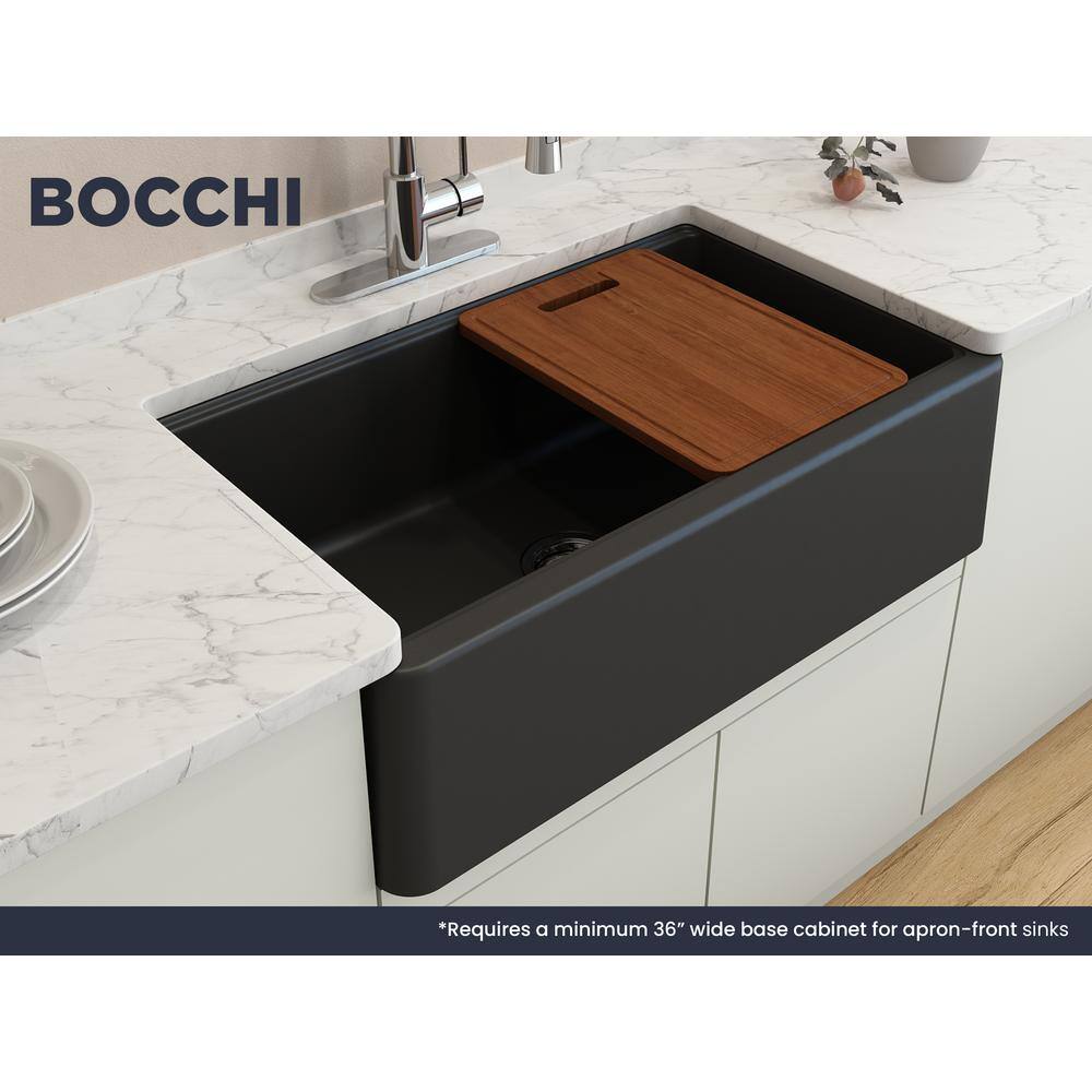 Matte Black Granite Farmhouse Single Bowl Kitchen Sink