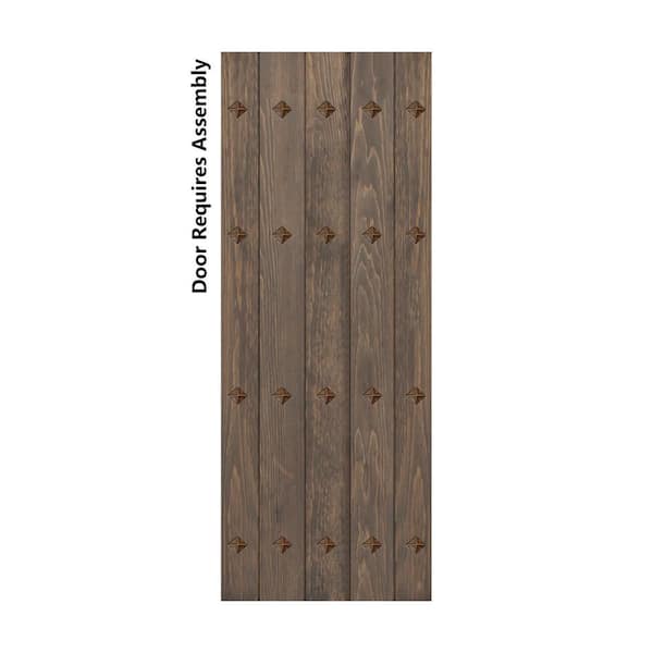 ISLIFE Mid-Century New Style 30 in. x 84 in. Smoky Gray DIY Solid Wood Sliding Barn Door Slab