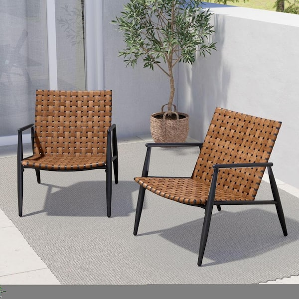 BANSA ROSE 3-Piece Aluminum and Wicker Outdoor Bistro Set with Lounge Seating and Side Table