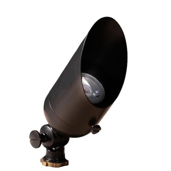 Low Voltage Black Hardwired Outdoor Brass Weather Resistant Spotlight with 5W MR16 LED Bulb & Stake