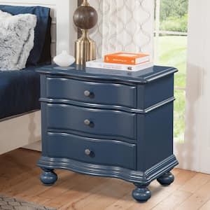 Rodanthe 3-Drawer Shipyard Blue Nightstand 30 in. H x 30 in. W x 18 in. D