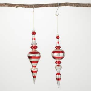 12.75 in. Red Finial Ornament - Set of 2, Red Christmas Ornaments