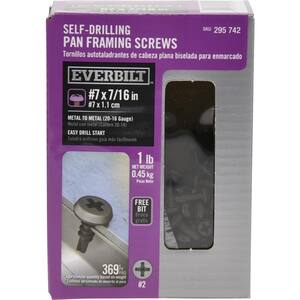 #7 x 7/16 in. Phillips Pan-Head Self-Drilling Framing Screw (1 lb. per Box, 369-Pack)