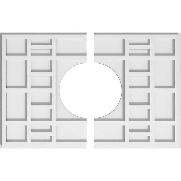 Ekena Millwork 22 in. W x 14-5/8 in. H x 7 in. ID x 1 in. P Beaux Architectural Grade PVC Contemporary Ceiling Medallion (2-Piece)