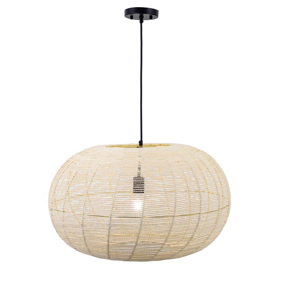 Sina 100 -Watt 1 Light Natural Pendant Light with Rattan Wood Shade, No Bulb Included price history on PriceWatchPro