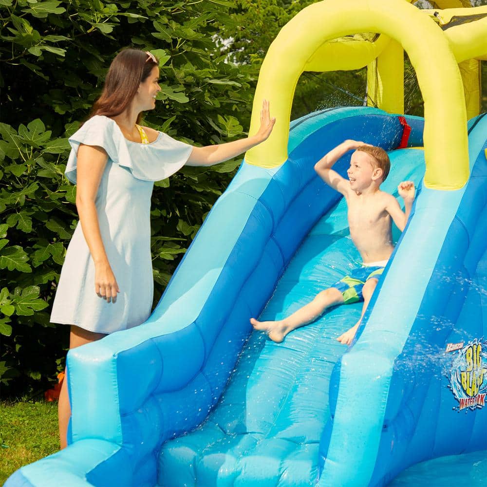 Big Blast Blue and Yellow PVC Inflatable Water Park with Slide and Cannon