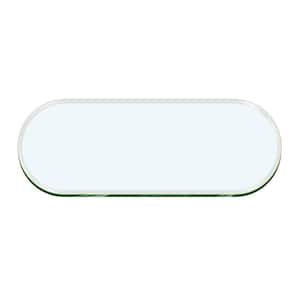 28 in. x 54 in. Clear Oval Racetrack 1/2 in. Thick 1 in. Beveled Tempered Glass