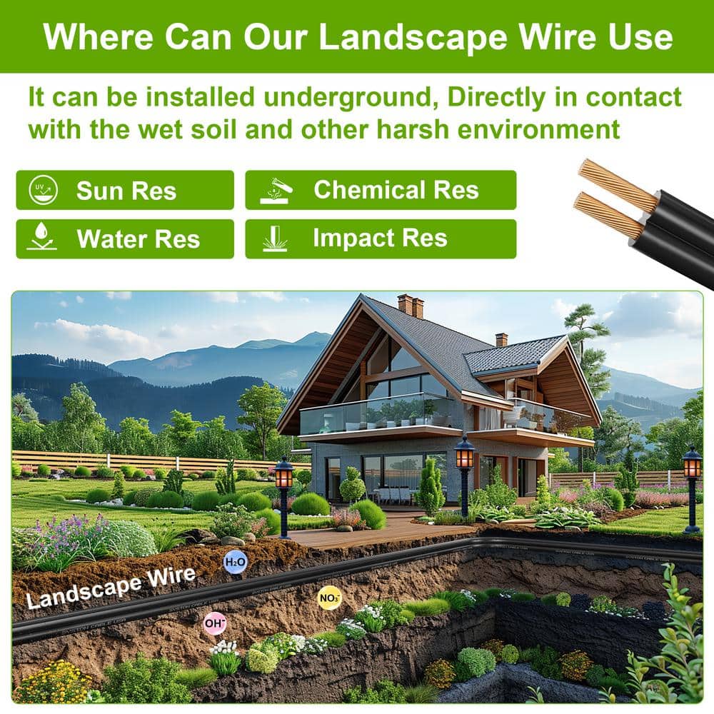 100 ft Black Copper Stranded Outdoor Lighting Wire