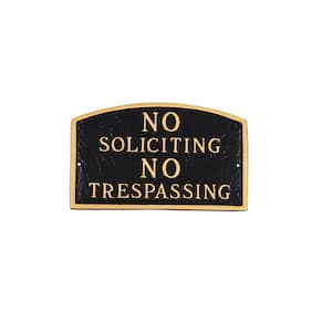 No Soliciting, No Trespassing Arch Small Statement Plaque - Black/Gold