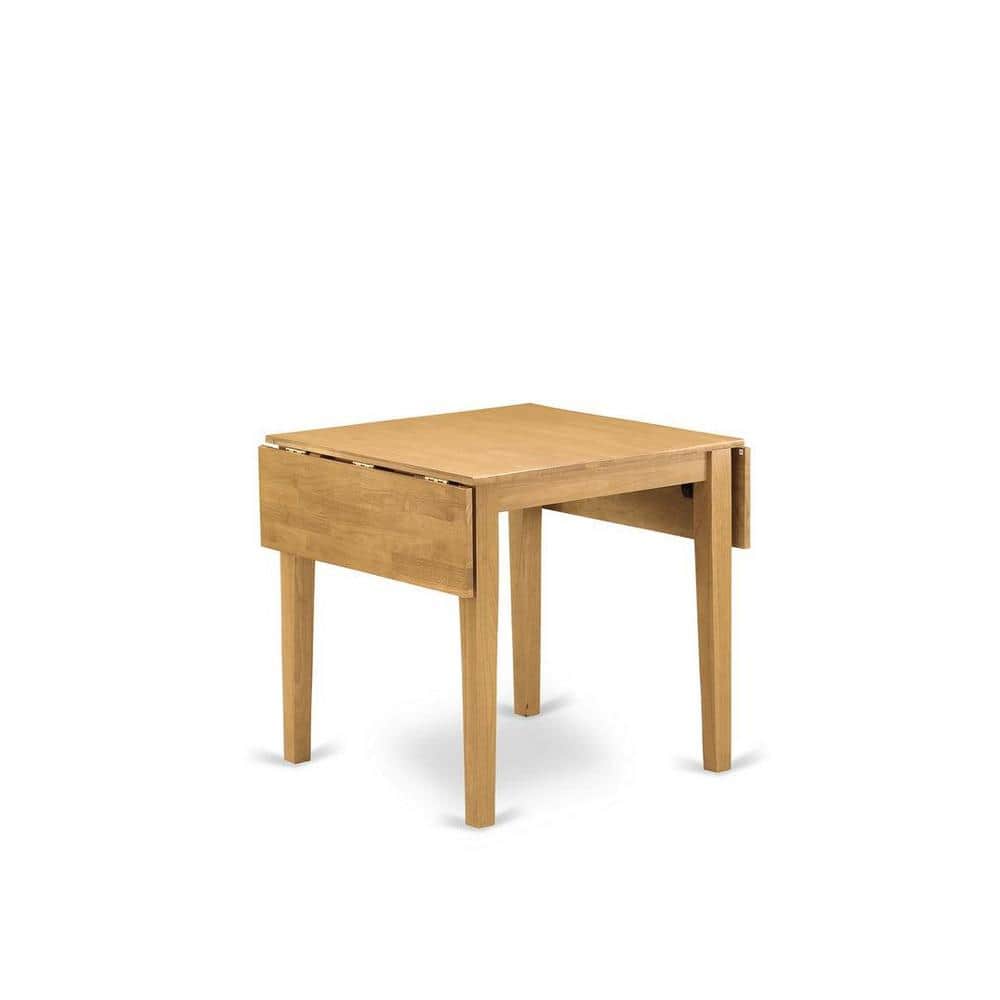 Natural Oak Finish Solid Wood Dining Set with Linen Upholstered Chairs