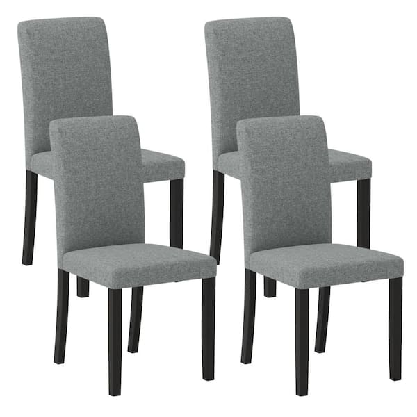 Gray Dining Chair Set of 4 Mid-Century Modern Fabric Upholstered Parson Chairs