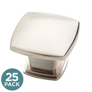 Essentials 1-1/5 in. (30 mm) Classic Satin Nickel Square Cabinet Knobs (25-Pack)