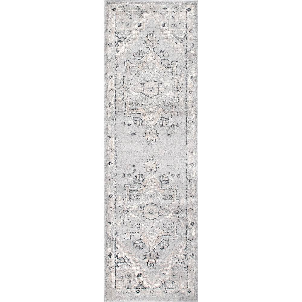 nuLOOM Essa Vintage Light Gray 2 ft. 6 in. x 8 ft. Runner Rug