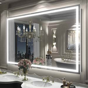 60 in. W x 36 in. H Rectangular Frameless Front & Back LED Lighted Anti-Fog Tempered Glass Wall Bathroom Vanity Mirror