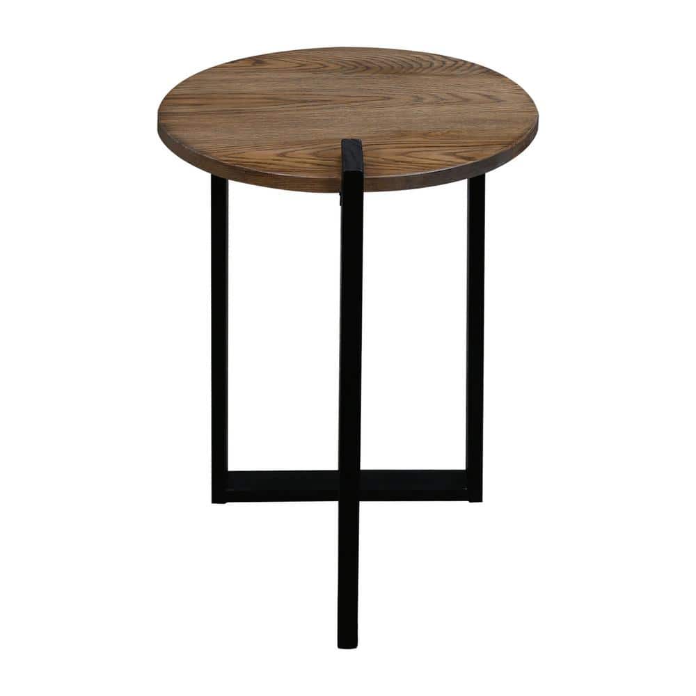 Sundial Two-Tone Forest Gray and Black Round End Table