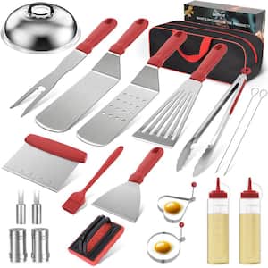 Perfect Red 21 Pcs. Stainless Steel Utensil Outdoor Kitchen Accessories with Carrying Bag