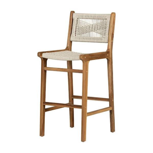 Balka 29 in. Cream and Natural Low Back Wood Bar Stool