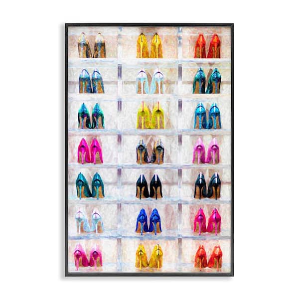 Stupell Industries Arranged High Heels by Graffi*tee Studios Black Framed Abstract Giclee Art Print 30 in. x 20 in.