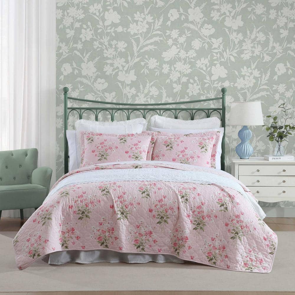 Laura Ashley Veronica Bouquet 3-Piece Pink/White 100% Cotton King